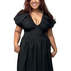 ✨j.crew collection cecily dress in cotton poplin - black✨